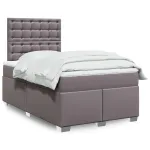 Pat box spring cu saltea, gri, 120x200 cm, piele ecologică GartenMobel Dekor