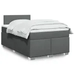 Pat box spring cu saltea, gri închis, 120x200 cm, textil GartenMobel Dekor