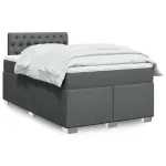 Pat box spring cu saltea, gri închis, 120x200 cm, textil GartenMobel Dekor