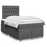 Pat box spring cu saltea, gri închis, 120x200 cm, textil GartenMobel Dekor