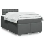 Pat box spring cu saltea, gri închis, 120x200 cm, textil GartenMobel Dekor