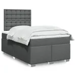 Pat box spring cu saltea, gri închis, 120x200 cm, textil GartenMobel Dekor