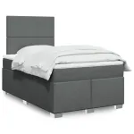 Pat box spring cu saltea, gri închis, 120x200 cm, textil GartenMobel Dekor
