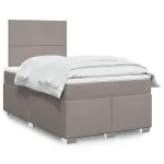 Pat box spring cu saltea, gri taupe, 120x200 cm, textil GartenMobel Dekor