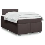Pat box spring cu saltea, maro închis, 120x200 cm, textil GartenMobel Dekor