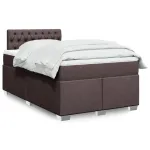 Pat box spring cu saltea, maro închis, 120x200 cm, textil GartenMobel Dekor