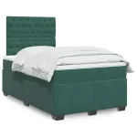 Pat box spring cu saltea, verde închis, 120x200 cm, catifea GartenMobel Dekor