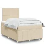 Pat box spring cu saltea, crem, 120x200 cm, textil GartenMobel Dekor