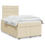 Pat box spring cu saltea, crem, 120x200 cm, textil GartenMobel Dekor