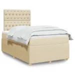Pat box spring cu saltea, crem, 120x200 cm, textil GartenMobel Dekor