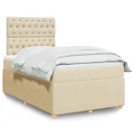 Pat box spring cu saltea, crem, 120x200 cm, textil GartenMobel Dekor