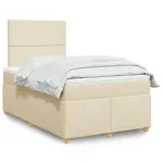 Pat box spring cu saltea, crem, 120x200 cm, textil GartenMobel Dekor