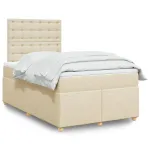 Pat box spring cu saltea, crem, 120x200 cm, textil GartenMobel Dekor
