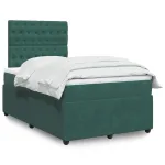Pat box spring cu saltea, verde închis, 120x200 cm, catifea GartenMobel Dekor
