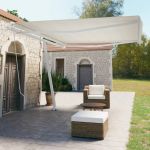 Copertină autonomă retractabilă manual, crem, 450x350 cm GartenMobel Dekor
