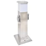 Stâlp priză pentru grădină din oțel inoxidabil cu felinar GartenMobel Dekor