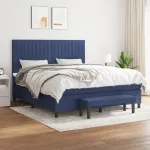 Pat box spring cu saltea, albastru, 180x200 cm, material textil GartenMobel Dekor