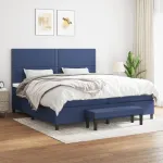 Pat box spring cu saltea, albastru, 200x200 cm, textil GartenMobel Dekor