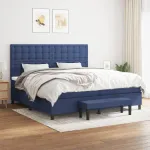 Pat box spring cu saltea, albastru, 200x200 cm, textil GartenMobel Dekor