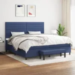 Pat box spring cu saltea, albastru, 200x200 cm, textil GartenMobel Dekor