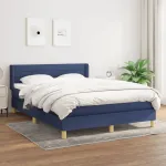 Pat continental cu saltea, albastru, 140x200cm, material textil GartenMobel Dekor
