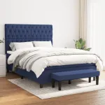 Pat continental cu saltea, albastru, 140x200cm, material textil GartenMobel Dekor