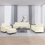 Set de canapele, 4 piese, crem, catifea GartenMobel Dekor