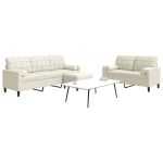 Set de canapele cu perne/rulouri, 3 piese, crem, catifea GartenMobel Dekor