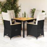 Set mobilier de grădină cu perne, 5 piese, negru, poliratan GartenMobel Dekor