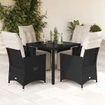 Set mobilier de grădină cu perne, 5 piese, negru, poliratan GartenMobel Dekor