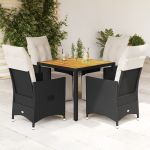 Set mobilier de grădină cu perne, 5 piese, negru, poliratan GartenMobel Dekor
