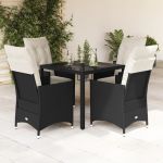Set mobilier de grădină cu perne, 5 piese, negru, poliratan GartenMobel Dekor