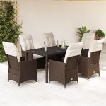 Set mobilier de grădină cu perne, 7 piese, maro, poliratan GartenMobel Dekor