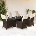 Set mobilier de grădină cu perne, 7 piese, maro, poliratan GartenMobel Dekor
