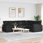 Canapea modulară cu perne, negru, textil GartenMobel Dekor