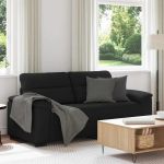 Canapea cu 2 locuri negru 140 cm stofa GartenMobel Dekor
