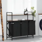 Coș de rufe 3 compartimente cu rafturi stejar fumuriu GartenMobel Dekor