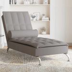 Șezlong de masaj cu sprijin, gri taupe, material textil GartenMobel Dekor