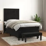Pat box spring cu saltea, negru, 90x200 cm, catifea GartenMobel Dekor