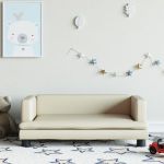 Canapea pentru copii, crem, 80x45x30 cm, piele ecologică GartenMobel Dekor