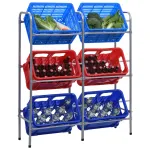 Raft de depozitare pentru 6 lăzi, argintiu, 96x33x116 cm, oțel GartenMobel Dekor