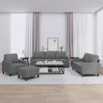 Set de canapele cu perne, 4 piese, gri închis, textil GartenMobel Dekor