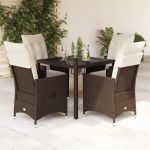 Set mobilier de grădină, 5 piese, cu perne, maro, poliratan GartenMobel Dekor