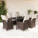 Set mobilier de grădină cu perne, 7 piese, maro, poliratan GartenMobel Dekor