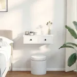 Raft de perete cu sertare, alb, 60x25x15 cm, lemn prelucrat GartenMobel Dekor