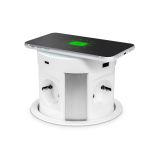 Distribuitor pop-up - 4 prize + încărcător wireless + 2xUSB + 2xType-C - alb Best CarHome