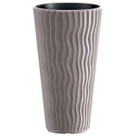 Ghiveci decorativ de flori, rotund, inalt, cafeniu, 11/37 L, 34.9x62 cm, Sandy Slim, Prosperplast GartenVIP DiyLine
