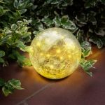 Lampă solară sferă sticlă - 15 cm - 20 LED alb cald Best CarHome