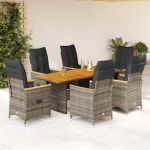 Set mobilier de grădină cu perne, 7 piese, gri, poliratan GartenMobel Dekor