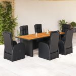 Set mobilier de grădină cu perne, 7 piese, negru, poliratan GartenMobel Dekor